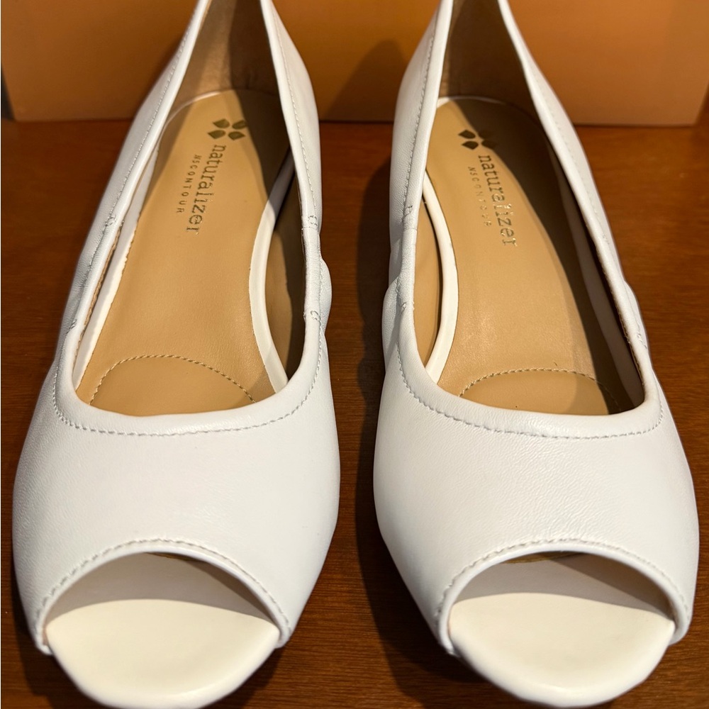 Naturalizer White Peep Toe Wedges